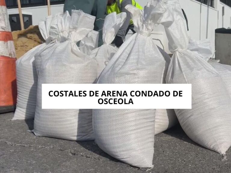 Bolsas de arena y preparación para huracanes en el condado de Osceola, Florida